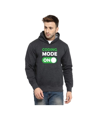 Coding Mode On Unisex Charcoal Grey Hoodie Without Zip